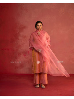Rhua India - Gulnaar Soft Pink Straight Kurta and Pant with Dupatta