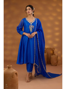ISHA GUPTA TAYAL - Blue Mayur Bagh Kurta and Pant with Dupatta