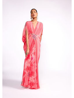 ISHA GUPTA TAYAL - Pink Embroidered Drape Kaftan