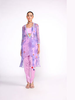 ISHA GUPTA TAYAL - Purple Lilac Assymetric Top and Pant with Jacket