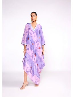 ISHA GUPTA TAYAL - Purple Floral Printed Gown Dress