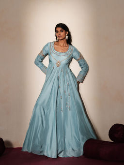 ISHA GUPTA TAYAL - Metallic Surahi Embroidered Anarakli Gown