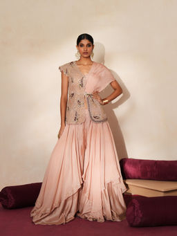 ISHA GUPTA TAYAL - Pink Bindiya Sharara and Jacket Set