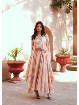 ISHA GUPTA TAYAL - Pink Veda Assymetrical Anarkali and Pant with Jacket