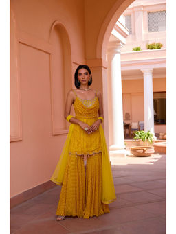 ISHA GUPTA TAYAL - Yellow Inayat Kurta and Sharara Set with Dupatta