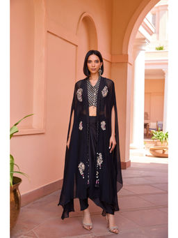 ISHA GUPTA TAYAL - Black Seher Top and Skirt with Cape