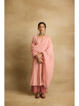 Rhua India - Peach Embellished Chanderi Kurta and Pant with Dupatta