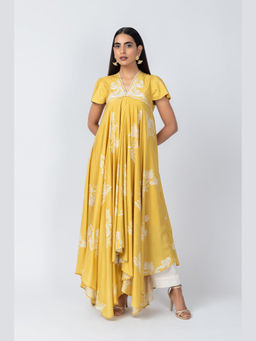 LABEL NAARITI - Noor Yellow Floral Kurta and Pant