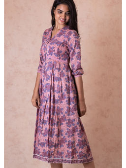 Meeta's - Blueberry Adhrika Hand Block Cotton Dress
