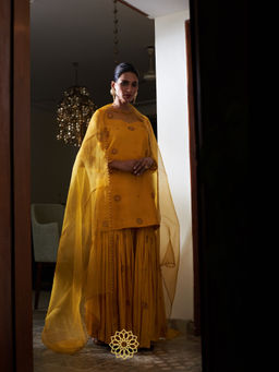 Rhua India - Sun Yellow Embellished Sharara Set