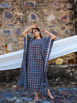 Meeta's - Rubellit Blue Hand-Block Printed Kaftan