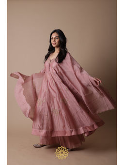 Rhua India - Afra Pink Embroidered Anarkali and Sharara with Dupatta