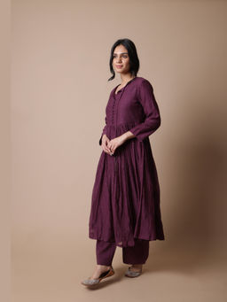 Rhua India - Nitya Mauve Embellished Anarkali and Pant with Dupatta