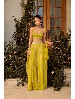 PARUL GANDHI - Lime Zest Green Embellished Co-ord Set With Pant