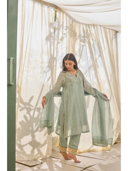 Rhua India - Zohra Soft Blue Chanderi Kurta and Salwar with Mukaish Dupatta