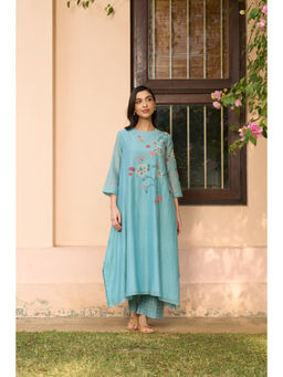 Vaayu - Powder Applique Blue Top With Pant Co-ords