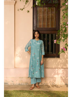 Vaayu - Floral Blue Top With Pant Co-ords