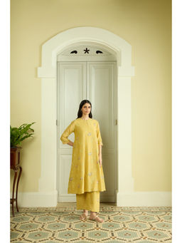 Vaayu - Lemon Thread Embroidered Co-ord Set With Pant