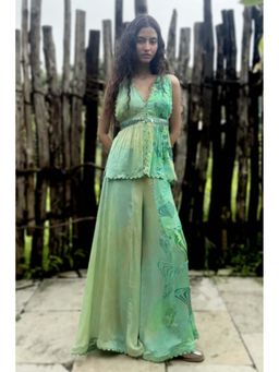 Basil Leaf - Green Embroidered Palazzo Set