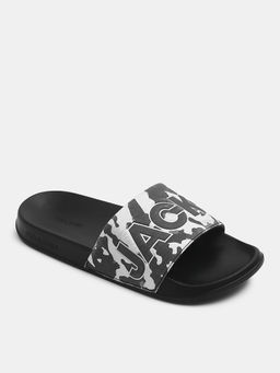 Jack & Jones - Black Camouflage Logo Pool Sliders