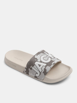 Jack & Jones - Beige Camouflage Logo Pool Sliders