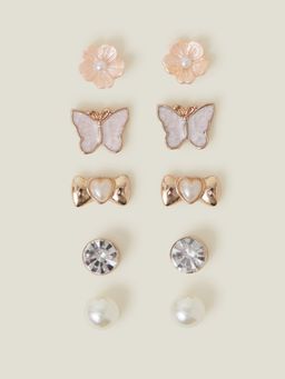Accessorize London - Kids Girls Pearly Stud Earrings (Pack Of 5)