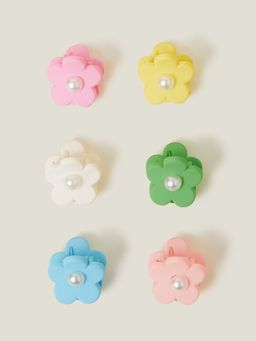 Accessorize London - Kids Cute Flower Multi-Color Hair Clips (Pack Of 6)