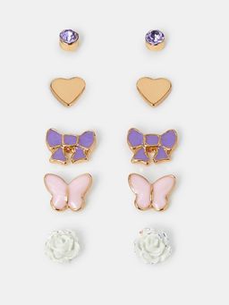 Accessorize London - Kids Party Pierced Earrings (Pack Of 5)