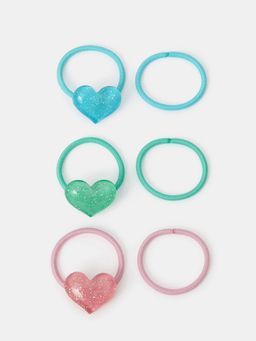 Accessorize London - Kids Girls Glitter Heart Rubber Bands (Pack Of 6)