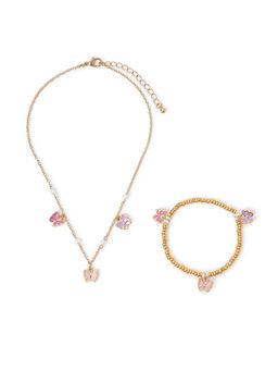 Accessorize London - Kids Butterfly Charm Necklace and Bracelet Set