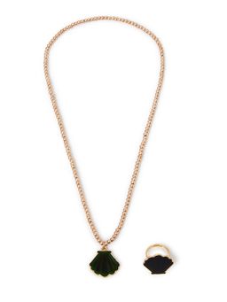 Accessorize London - Kids Shell Mood Change Ring and Necklace Set