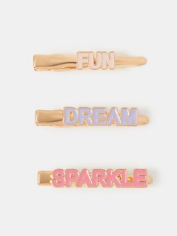 Accessorize London - Kids Slogan Hair Slides (Pack Of 3)