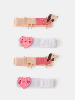 Accessorize London - Kids Sausage Dog Hair Clips (Pack Of 4)