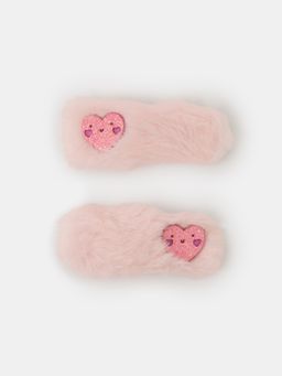 Accessorize London - Kids Fluffy Heart Hair Clips