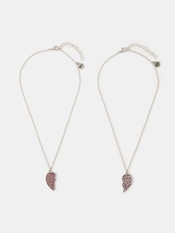Accessorize London - Kids Leopard Print Heart Friendship Necklaces (Pack Of 2)
