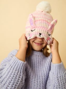 Accessorize London - Kids Girls Bunny Stripe Bobble Hat Multi-Color-Color
