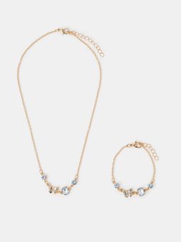 Accessorize London - Girls Diamante Butterfly Necklace & Bracelet Set