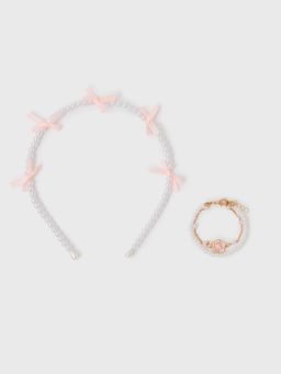 Accessorize London - Girls Pearl Headband & Bracelet Set