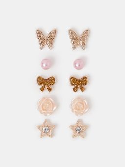 Accessorize London - Sparkle Bow Stud Earrings (Pack Of 5)