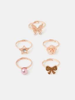Accessorize London - Girls Butterfly Bow Rings (Pack Of 5)