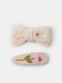 Accessorize London - Girls Broderie Flower Clip Set