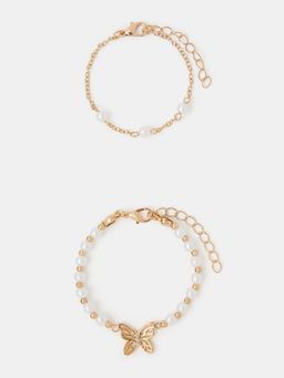 Accessorize London - Girls Pearl Butterfly Bracelets (Pack Of 2)