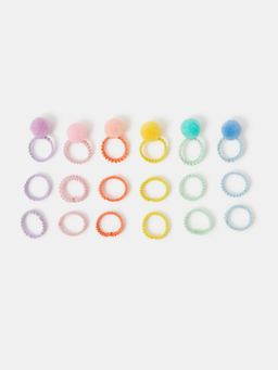 Accessorize London - Girls Pom-Pom Rubber Band (Pack Of 18)