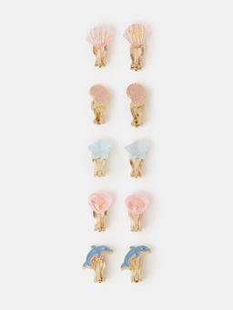 Accessorize London - Girls Sea Life Earrings (Pack Of 5)