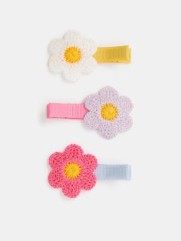 Accessorize London - Girls Crochet Flower Hair Clips Pack Of 3