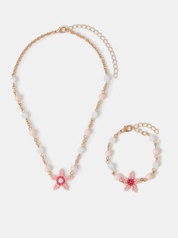 Accessorize London - Girls Beaded Starfish Necklace & Bracelet Set