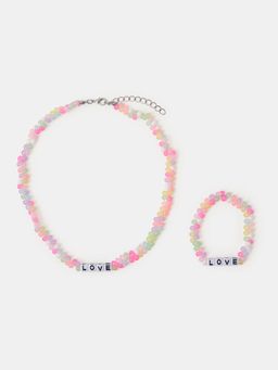 Accessorize London - Girls Love Beaded Necklace & Bracelet Set