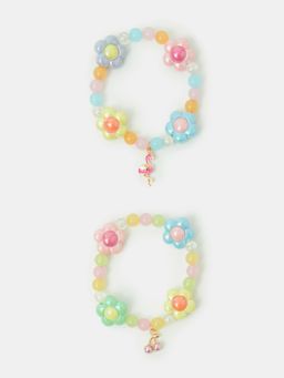 Accessorize London - Girls Flower Bead Bracelets (Pack Of 2)