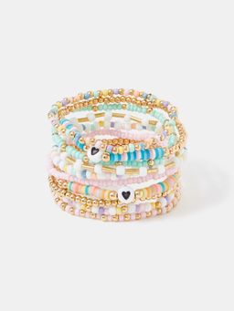 Accessorize London - Girls Bead Stretch Bracelets (Pack Of 10)