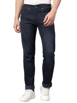Cantabil - Men Navy Blue Solid Stretchable Jeans